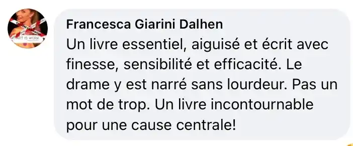 Avis de Francesca Giarini Dalhen sur Bats-toi d’Hervé Gransart : « Livre essentiel, aiguisé et écrit avec finesse, sensibilité et efficacité, drame narré sans lourdeur ».