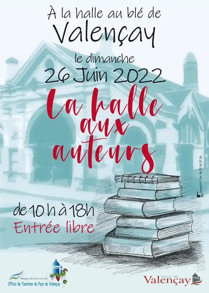 Affiche La Halle aux Auteurs à Valençay. Dédicaces de Hervé Gransart, le 26 juin 2022.